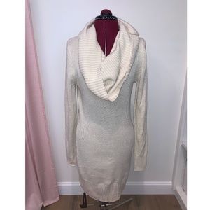 H&M Off-White Sweater Dress with Scoop Neck